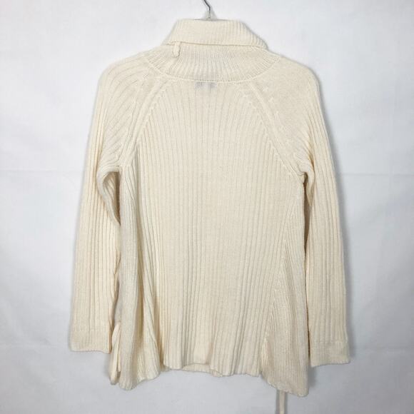 Just Fab Turtleneck Lace Up Cream Pullover Sweater Size S - Picture 6 of 12